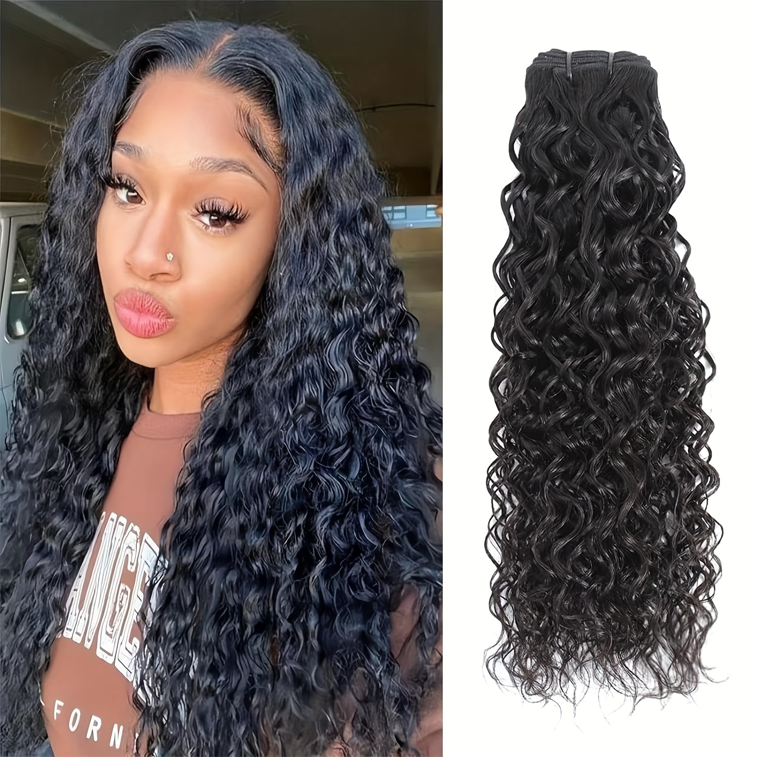 

Water Wave Bundle Human Hair 1 Bundle Unprocessed Human Hair Extension Water Curly Hair Weave Natural Color 14-32 Inch