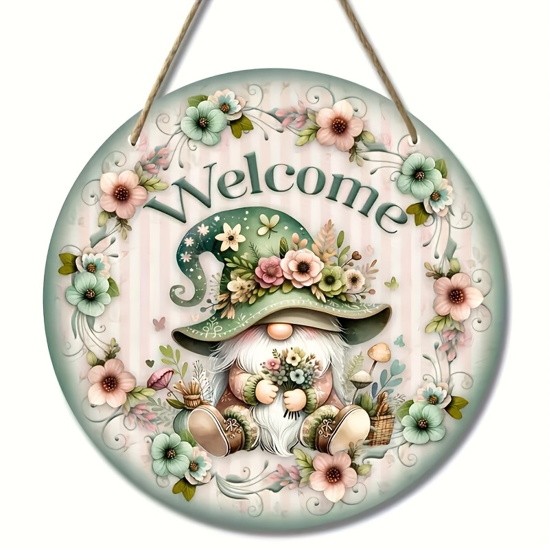 

1pc Rustic Welcome 8-inch Wooden Sign - Farmhouse Wall Decor With Floral & , Home, Garden, Porch | Easy-to-hang, , , Garden Decor