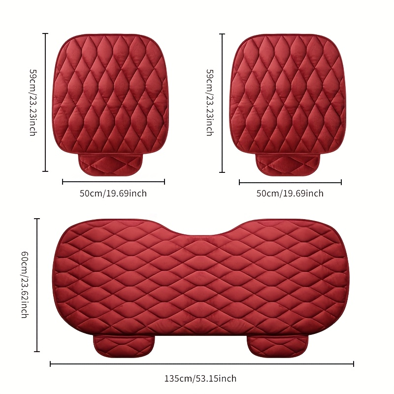 TEMU Juego de cojines para asiento de coche, 3 piezas, bordado grande de diamantes, felpa, asiento delantero del conductor y del , asiento trasero 1
