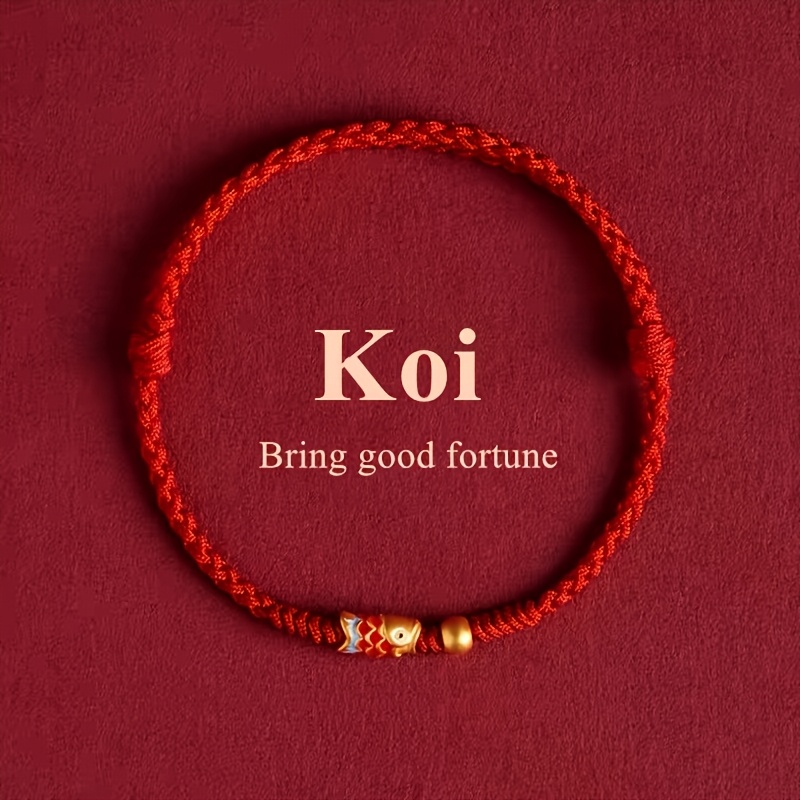 TEMU Pulsera Koi tejida a ajustable con colgante de . Esta pulsera de es unisex y para un , hija, o . Ideal para de San Valentín, Navidad, de