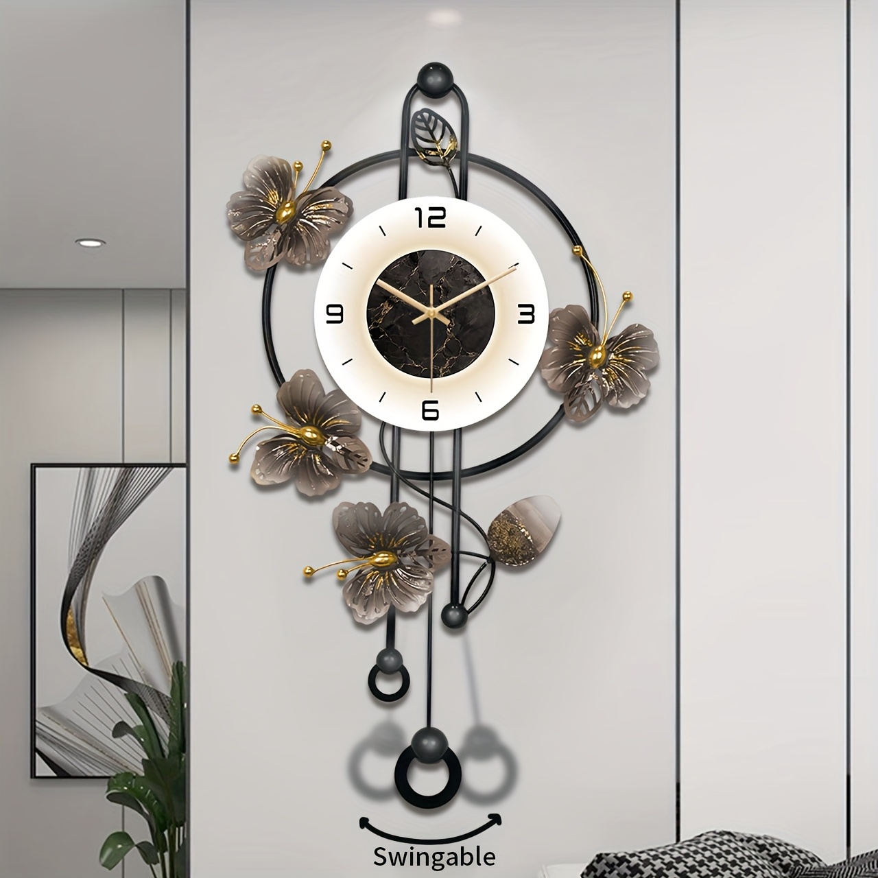 Image of 1 3d Wall Clock, Silent Wall Art Decor, Minimalist Metal Wall Clock For Home Decoration