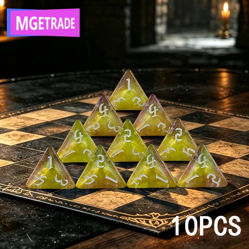 10pcs Nebula Swirl Gradient Color D4 Polyhedral Dice Set
