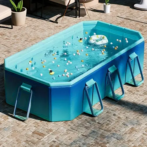 large non inflatable swimming pool outdoor folding wear resistant outdoor folding paddling pool household pool multi layer pvc material durable construction ideal for summer parties holidays for entertainment and