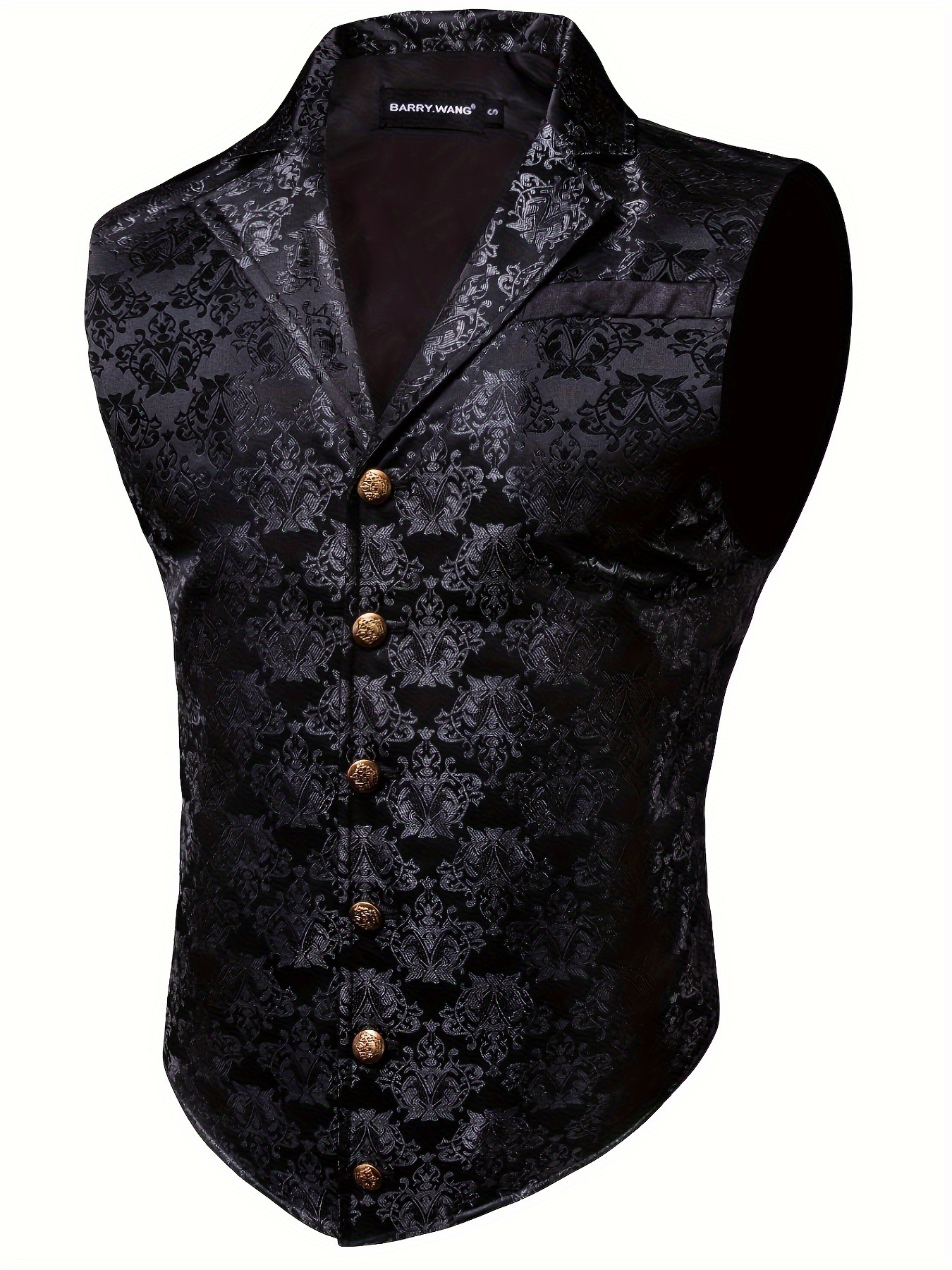 *'s Floral Jacquard Design Vintage Victorian Suit Vest With Tailored Lapel  Collar For Formal Occasions