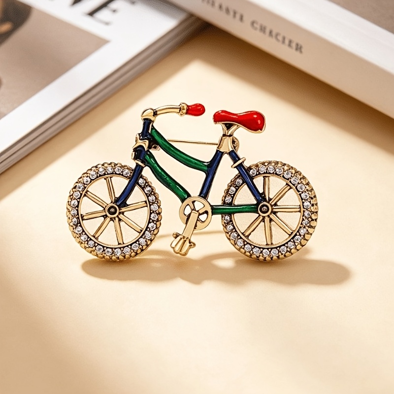 Image of 1 Bicycle Brooch In , With Enamel And Rhinestones. Ideal For Valentine's Day, Evening Dresses, Artistic , And Parties. A And Romantic Present For