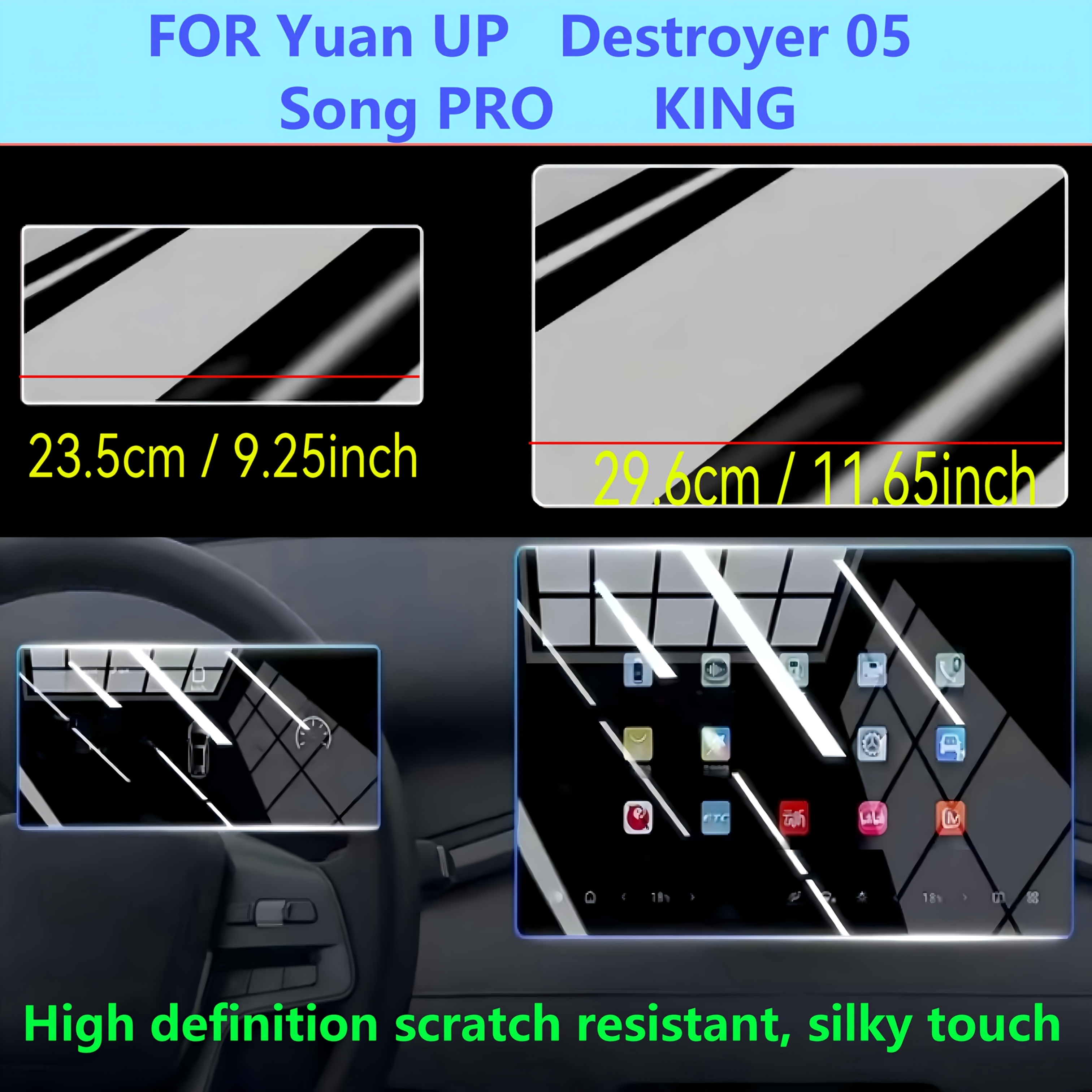 TEMU 2pcs/1set For Byd 2 2025 For Up 2024-2026 Destroyer 05 2026-2026 Song Pro 2024-2025 King / 2024 12.8-inch Screen Protector  8.8-inch Instrumet