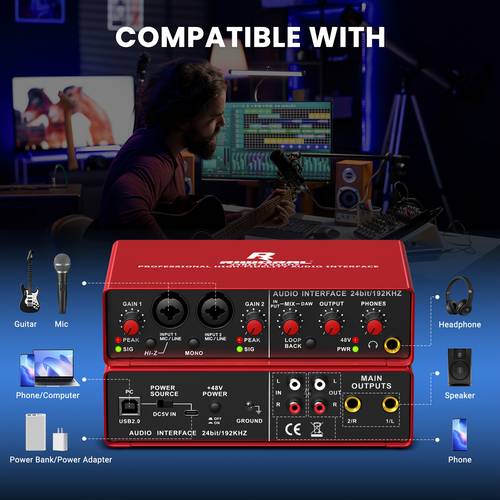 high quality usb audio interface for capture and stream electric guitar with 24bit 192khz works with laptops artists and musicians present for him