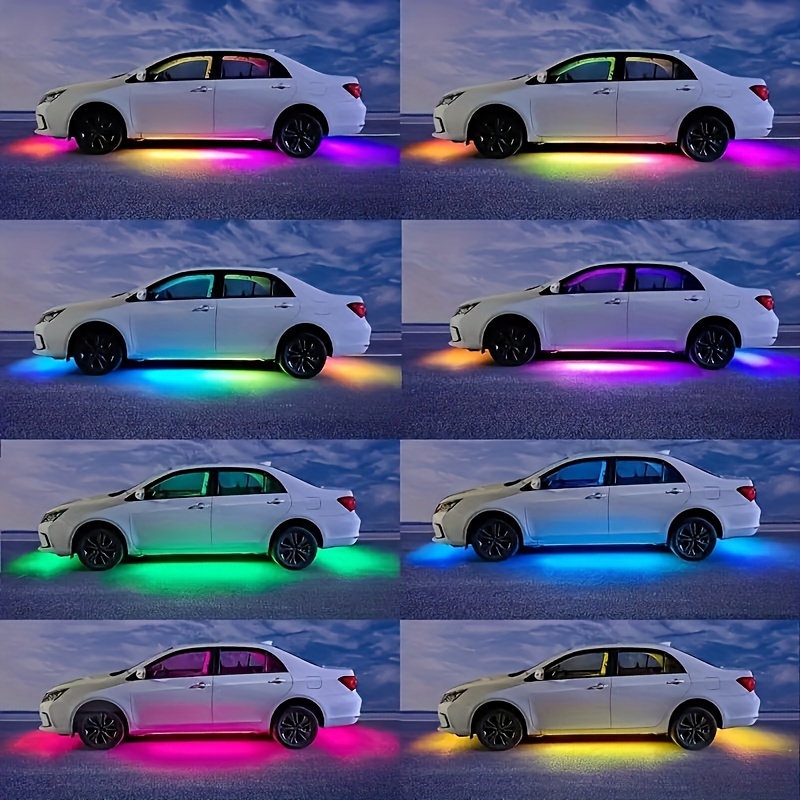 TEMU 4pcs Rgb Color Sound Control Decorative Lights For Car Chassis Modification, Without Battery