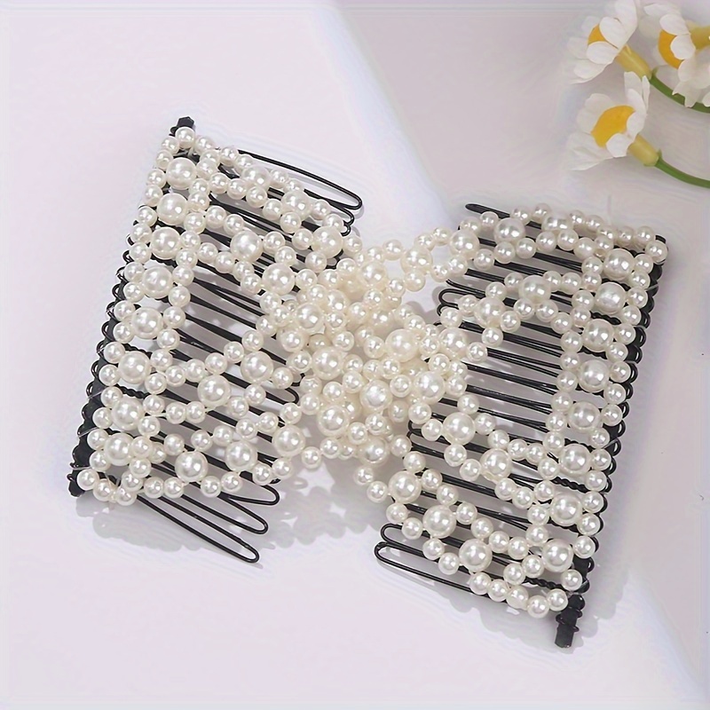 

Elegant Pearl Hair Bun Maker - Comb For Women, Acrylic, All Hair Types