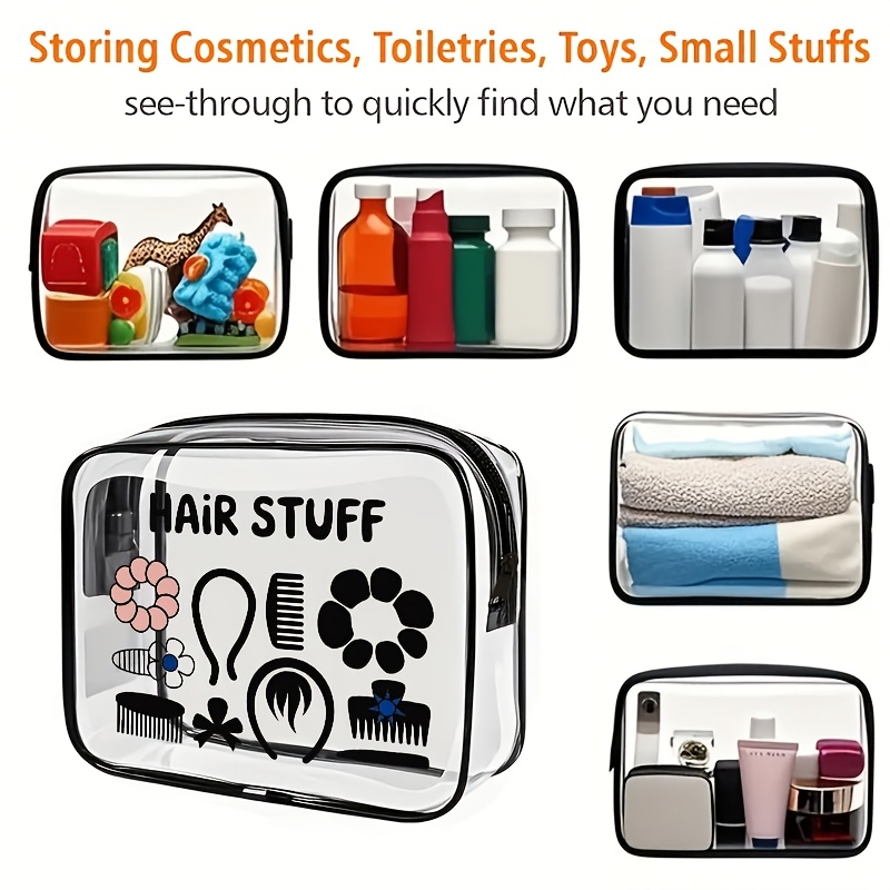 TEMU Sac à main transparent pour homme et femme - Trousse de toilette légère à fermeture éclair avec poignée de transport, pour bagages d'aéroport,