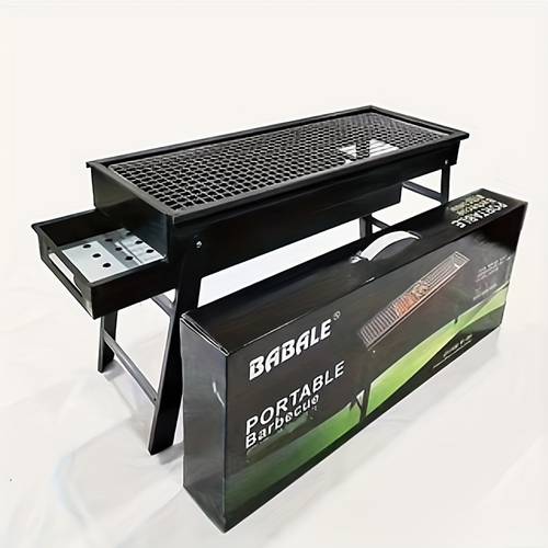 portable foldable bbq grill with adjustable height and built shelf heavy duty metal outdoor grill for backyard camping picnics compact storage design grill covers for outside durable spray paint end for outdoor camping