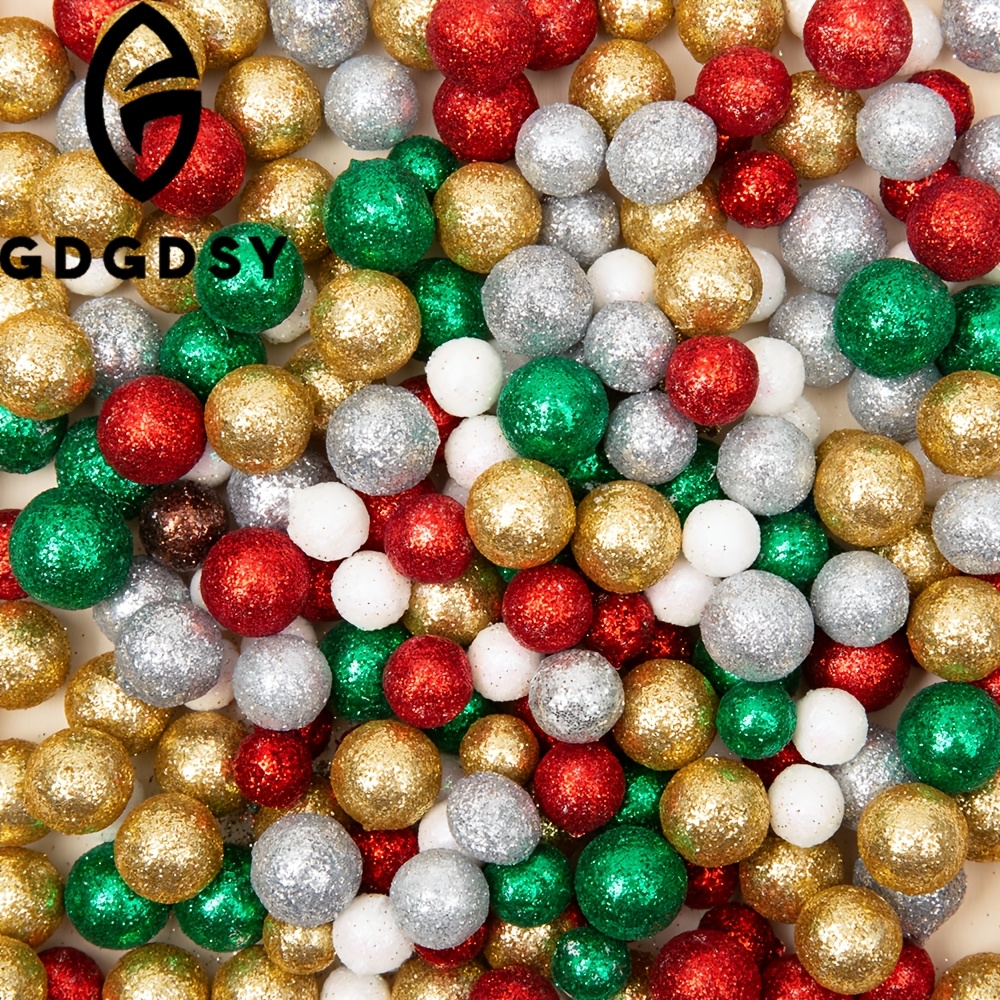 TEMU 200pcs Multicolor Foam Balls Christmas Glitter Vase Fillers Christmas Decoration Ornaments Party Decor For Diy Craft