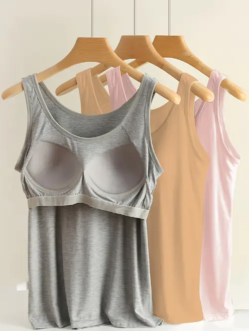 3pcs womens comfortable wide strap sports bra with built in pads minimalist style for layering wearing alone