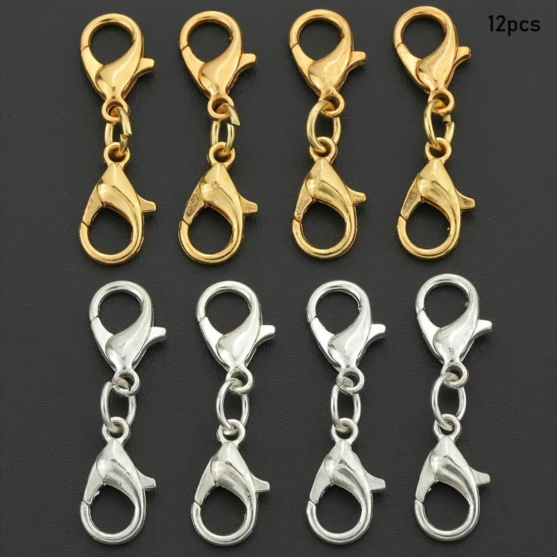 TEMU Juego de 12 cierres de langosta de metal con dos extremos, perfectos para crear joyas, anillos de , conectores de extensión, clips para collares