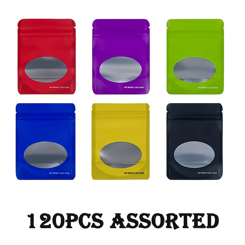 TEMU 60/120pcs, Mixed-pack Bags, Red, Purple, Green, Blue, Golden, Black, Odor-proof Reusable Mira Bags, For Picnics And Camping (durable And