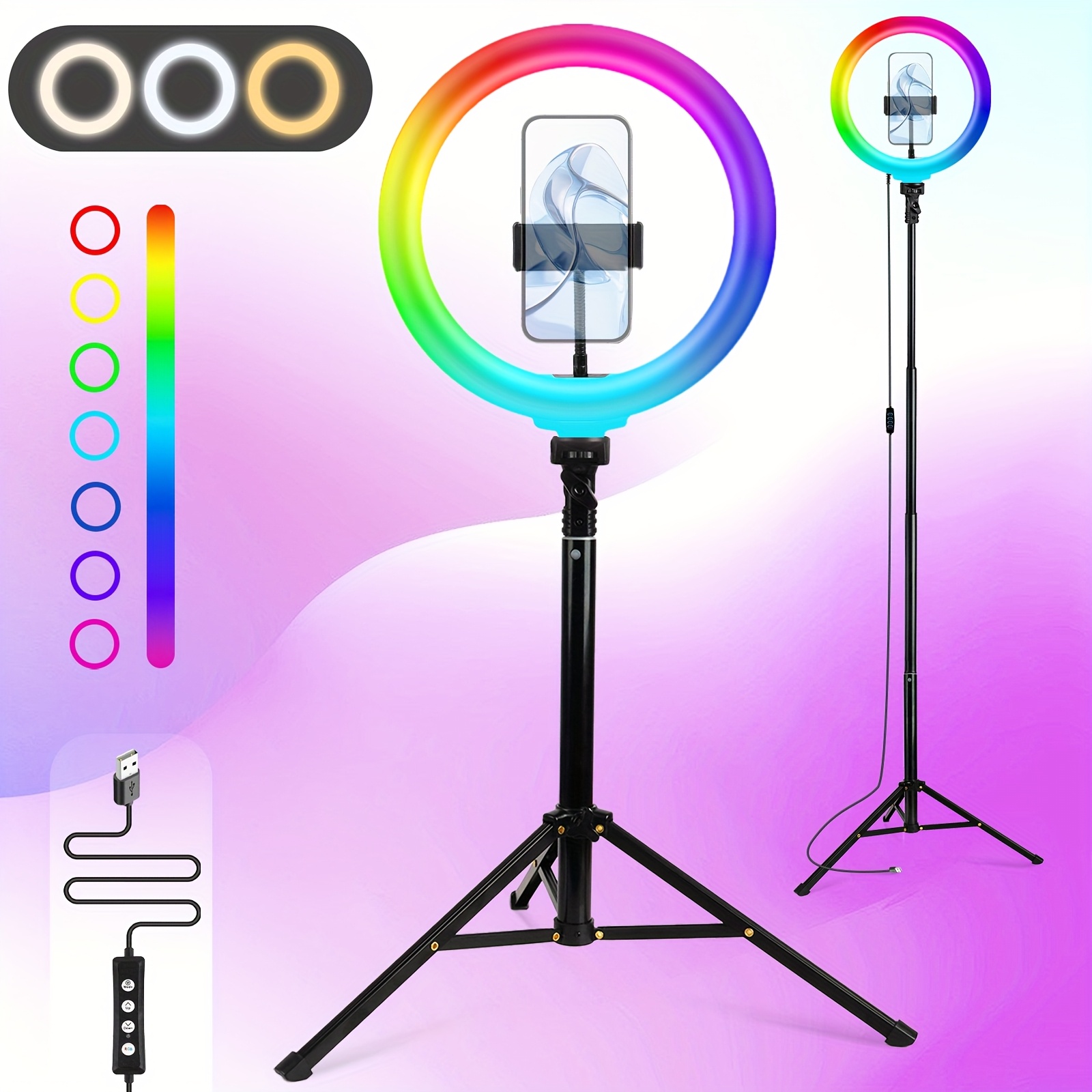 10-inch rgb selfie ring light with tripod stand (total height of