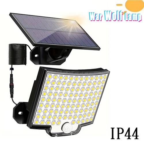 1 piece solar wall light 106 led solar outdoor light ip44 with motion sensor adjustable angle yard garden solar wall light with 110 inch cable