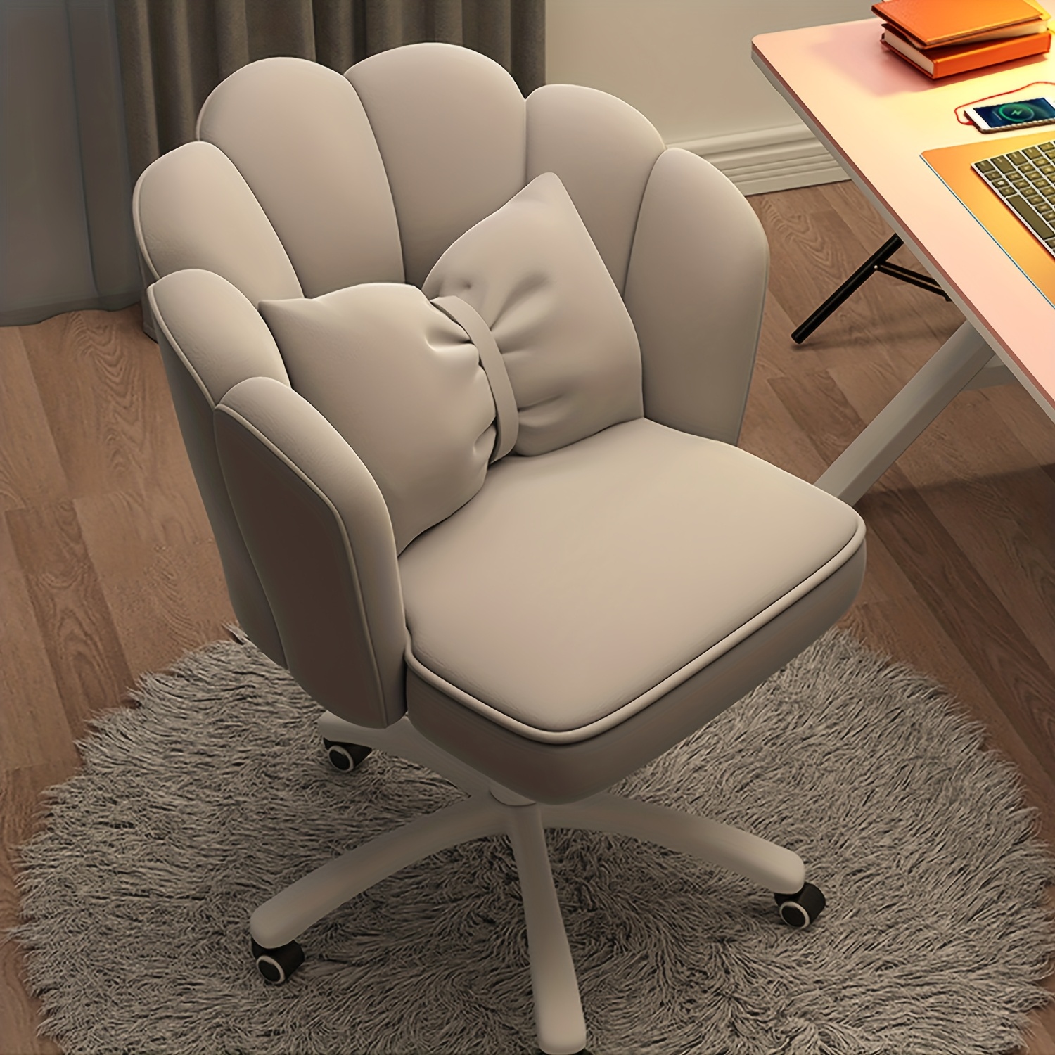 Office Furniture Elegant Velvet Bow Chair, Swivel Adjustable Height Task Chair, Comfortable Back Strong Support Design, For Study Bedroom, Options
