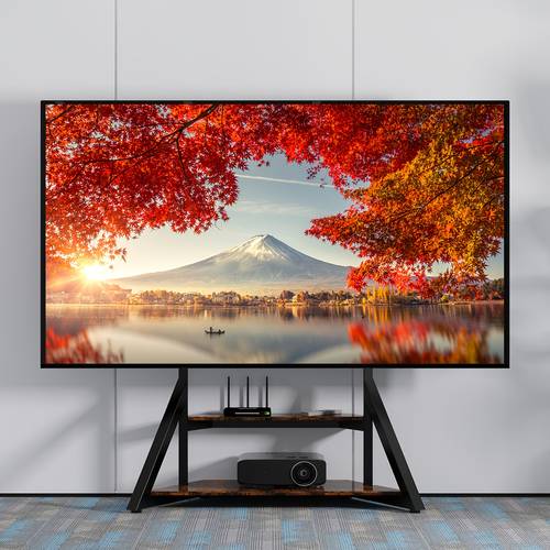 Heavy Duty Floor TV Stand, Universal TV Stand for 65-100 inch TVs up to 99.79 KG, Height Adjustable Standing TV Mount, Tall TV Mount with Storage Shelves, Max VESA 800x600mm for Meeting Room, Living Room