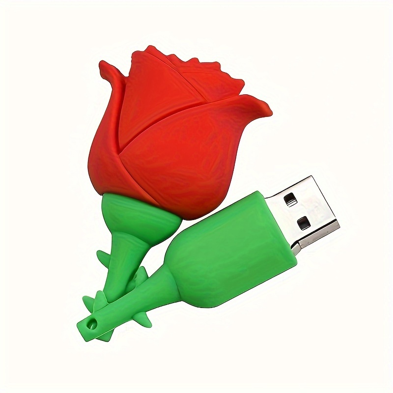 64GB Rose Flower USB Flash Drive - Cute Silicone Memory Stick For Girls & Women