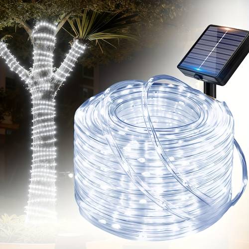 outdoor lichterkette, solarbetriebene transparente schlauchlichtleiste, funkelnde gartendeko-lichterkette, 12 blinkmodi, automatisches einschalten bei dunkelheit, dekorieren sie ihren garten, bäume, zäune, hochzeiten, feiern - intelligente lichterkette