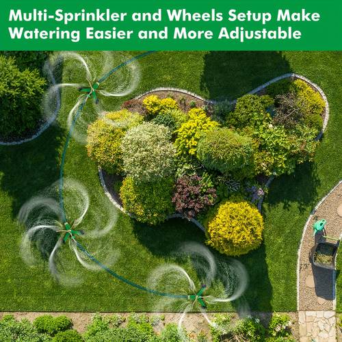 3 arm metal sprinkler with wheel degree automatic rotary lawn sprinkler system for garden plant flower bed and yard watering and large yard area watering