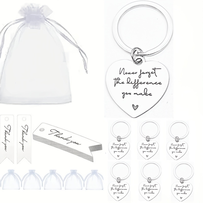 

Set Of 24 Stainless Steel Inspirational Keychains With Organza Gift Bags And Thank You Cards - Keyrings To Employees, For Holidays, Birthdays, And Party Gifts.