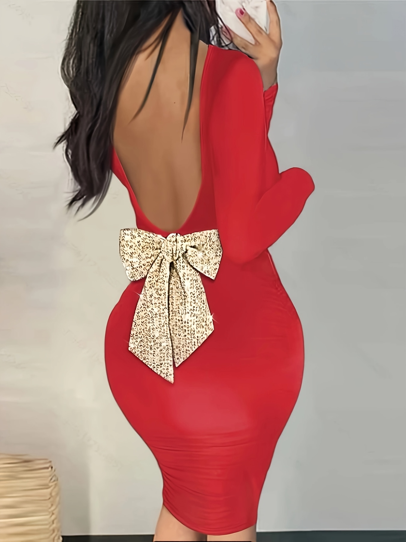 a solid color sleeveless bodycon dress a shiny sequin - Temu South Africa