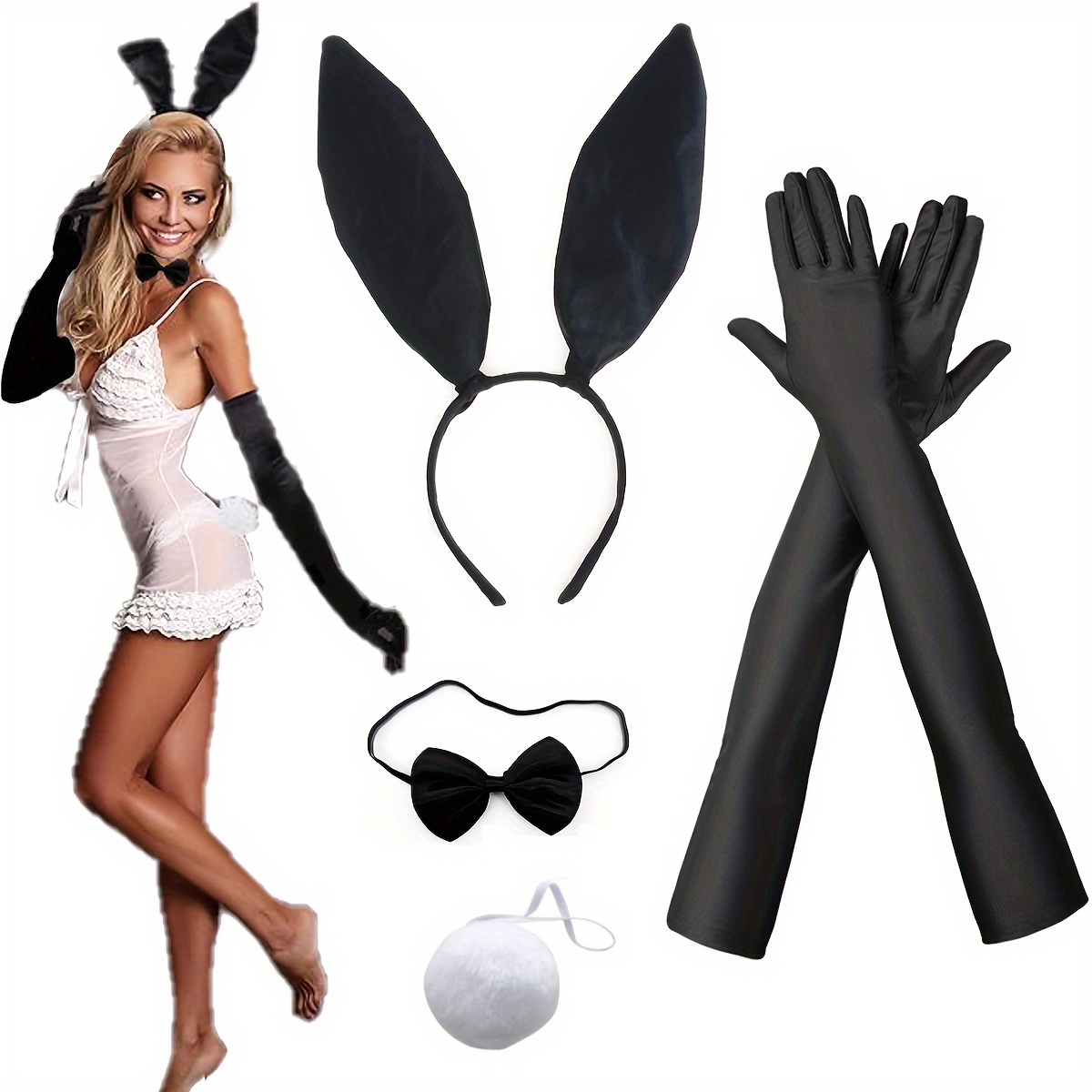 Sexy Lingerie Black Bunny Rabbit Costume Cosplay Halloween With Stocking  L05