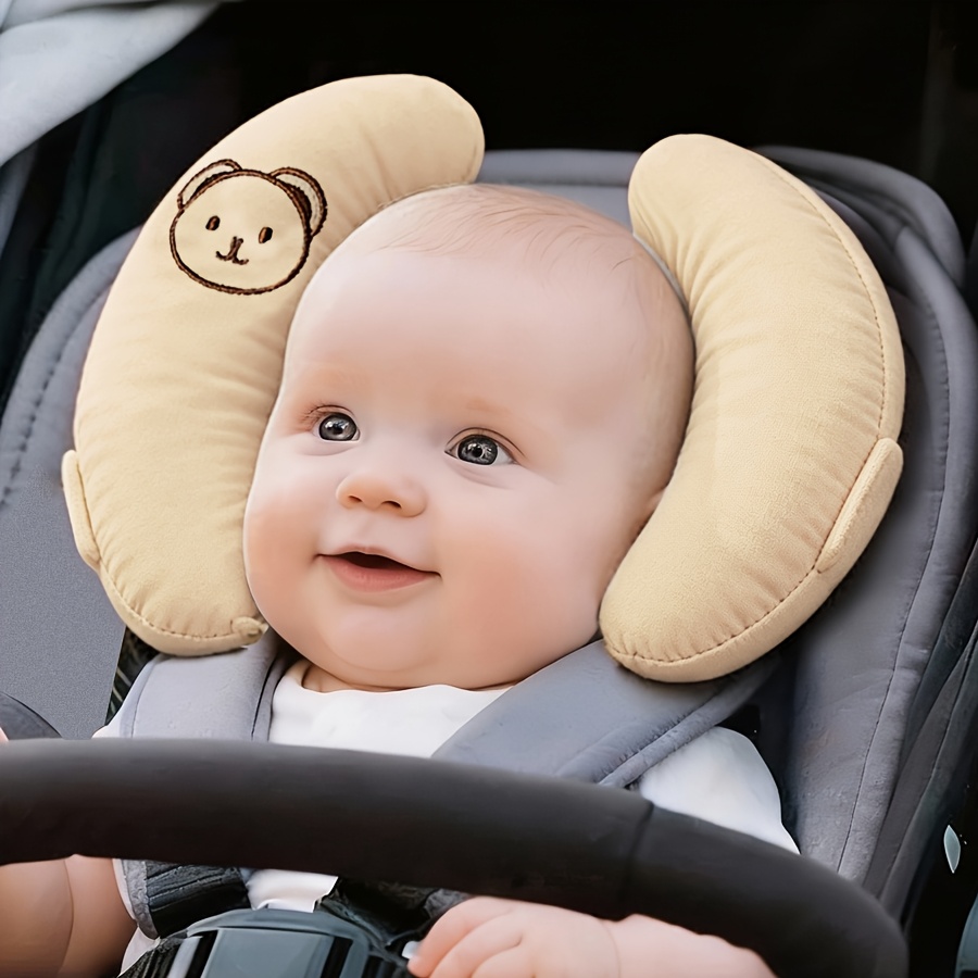 Image of 1pc Child , Stroller Neck Support Pillow, Cartoon Bear Head Pattern - Shape Design, Detachable Design, Suitable For Travel, Outdoors, Baby Strollers, Car Seats, Easy To Clean - For Baby's Ramadan