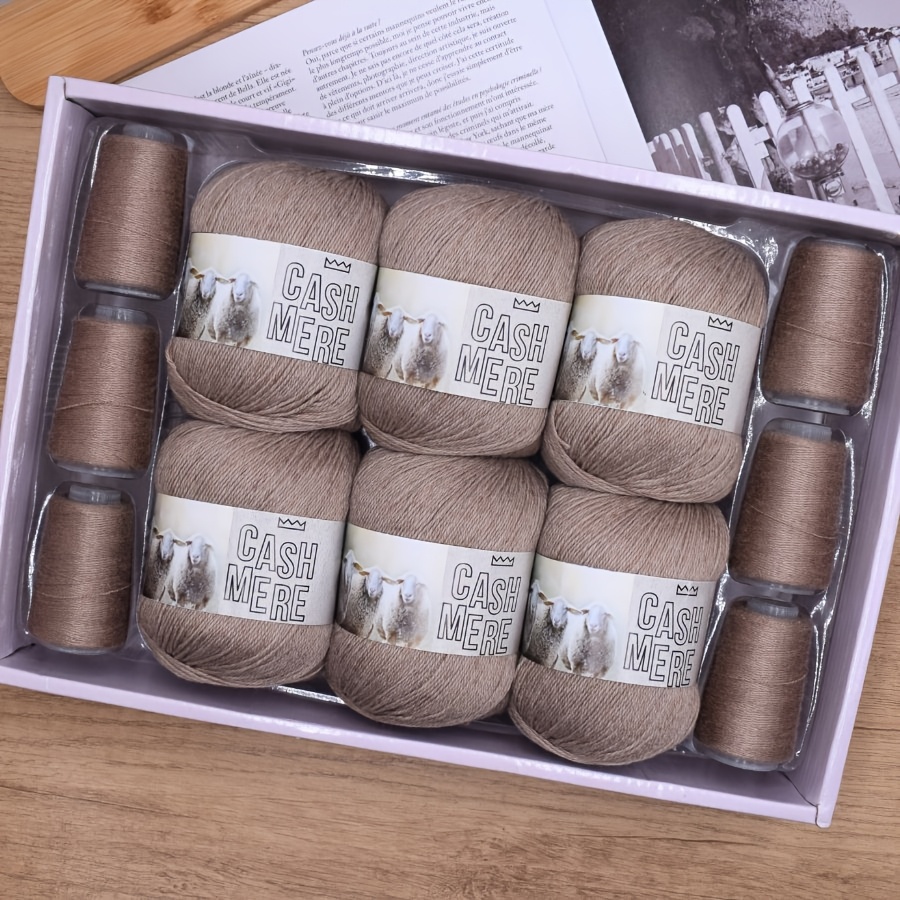 

6-pack Luxury Cashmere Yarn Set, 80% Cashmere 20% Acrylic Viscose , Soft Warm Plush Knitting Yarn, 300g Total + 120g Cashmere Companion, Options