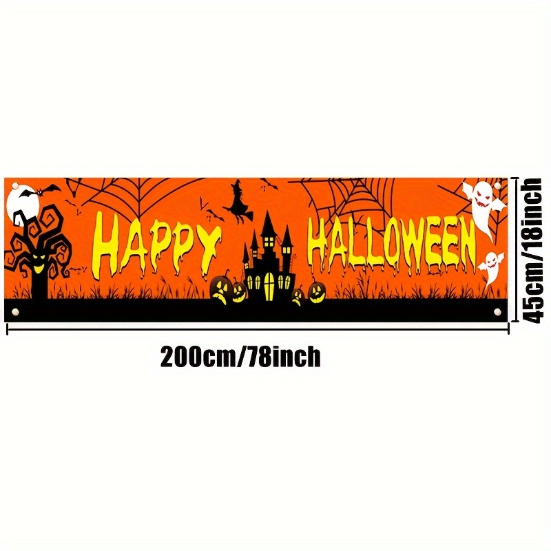 Image of Polyester Halloween Banner Decoration - Outdoor Indoor Residential Front Door, Fence, Garage & Balcony Garden Porch Sign - Party Supplies Backdrop - Day Of The Dead, Summer, Fall, Winter Festivities