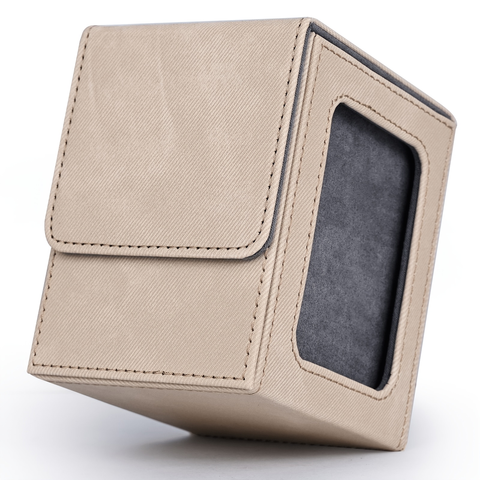 TEMU Card Deck Box With Display Window, Card Storage Case Holds 120+ Single Sleeved Cards, Pu Leather Denim Card Box For Tcg Cards, Sports Cards