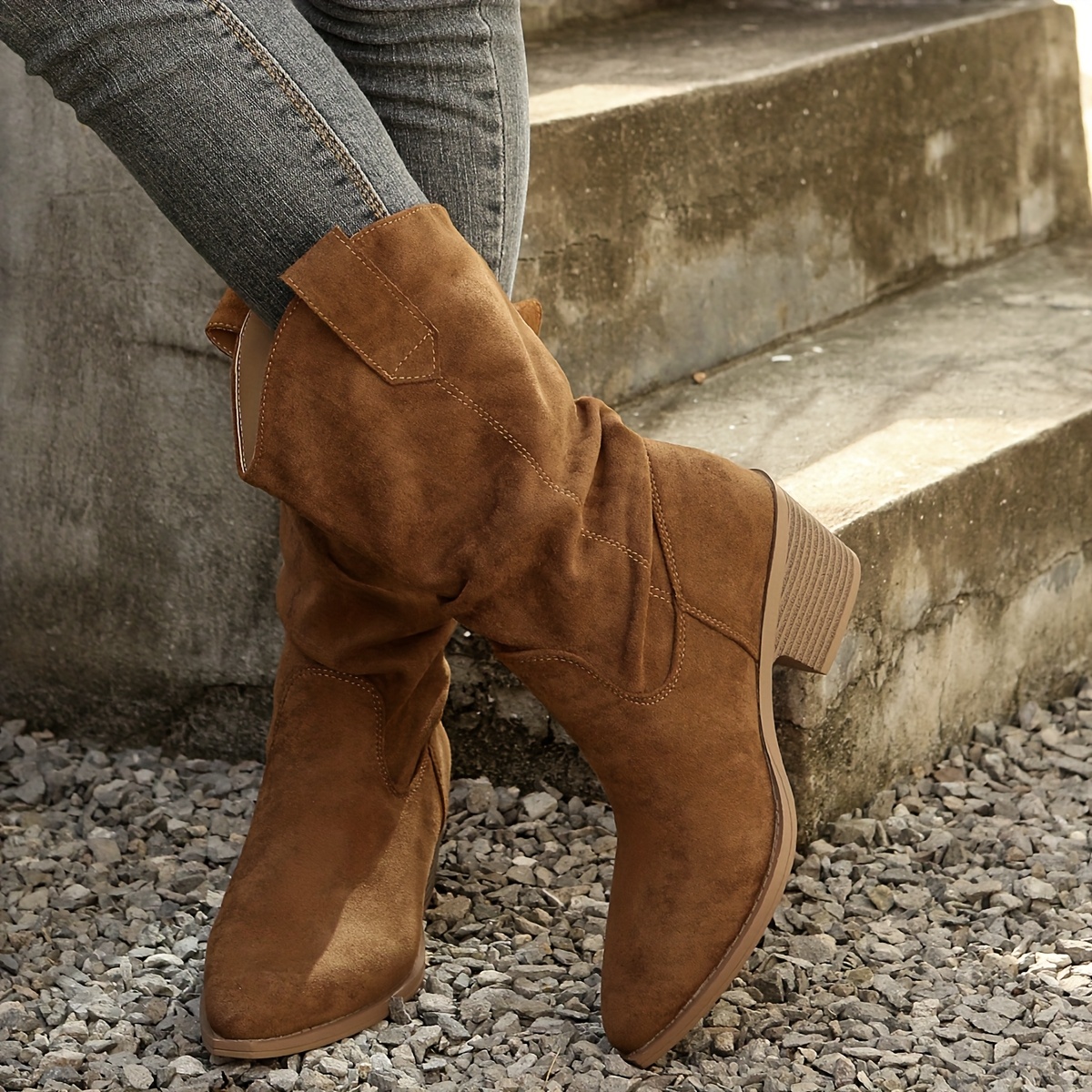 TEMU Women's Chunky Heel Autumn Winter Ankle Boots, Women Shoes