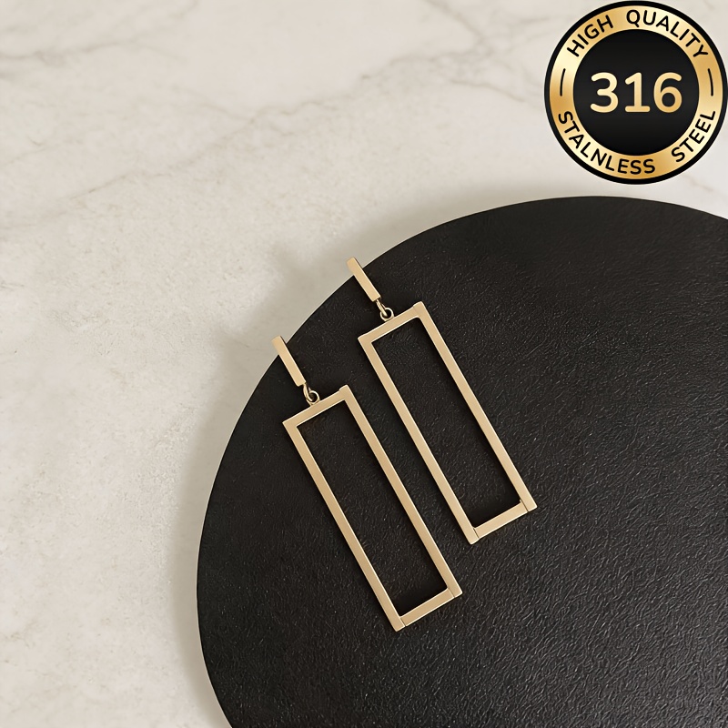 TEMU Pendientes Cuadrados de Acero Inoxidable Hipoalergénico Premium, Chapados en Oro de 18K, Duraderos decoloran, Versátiles y Elegantes, para a Día