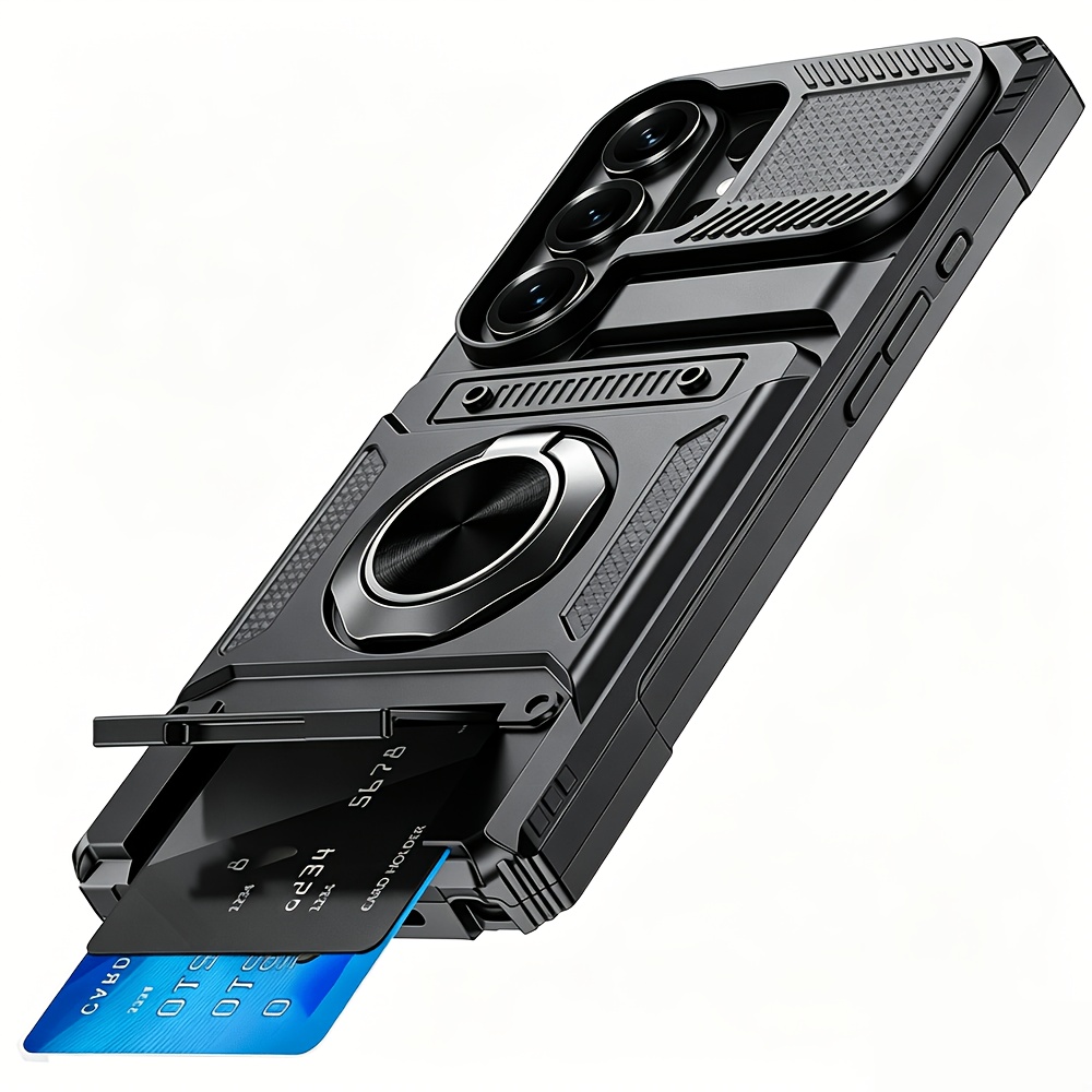 TEMU Phone Case - Heavy Anti-drop Hard Case With Stand And Card Slot For Galaxy S26 Ultra S26 Fe S25 Ultra S24 Ultra A17 A57