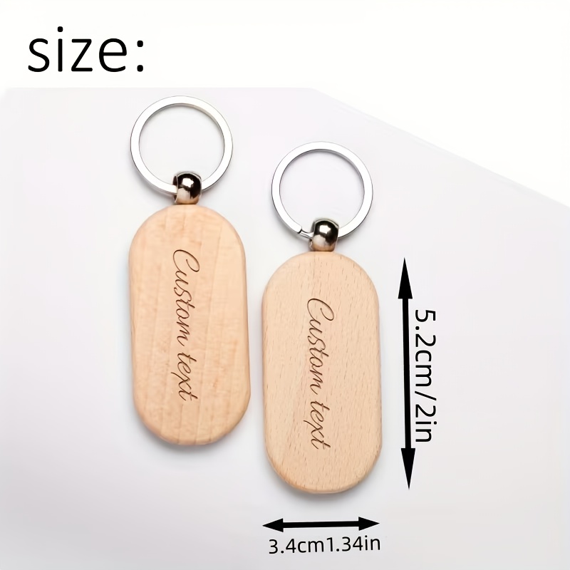 TEMU 1pc Custom Laser-engravable Personalized Wooden Keychain - Custom Engraved Wooden Keyring To Display Your Information. This Personalized Wooden