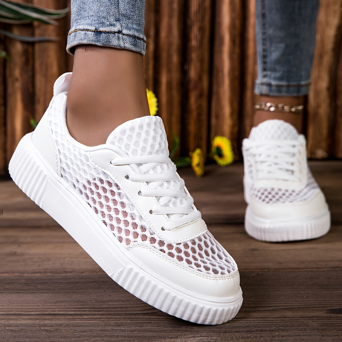 TEMU [Sneakers] Scarpe da skate atletiche da donna, scarpe piedi nudi, leggere e traspiranti, taglie forti e traforate