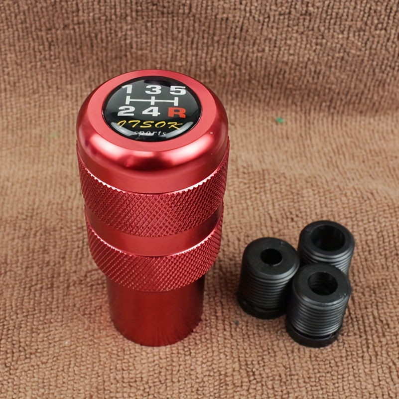 TEMU High Quality 5-speed Aluminum Gear Shift Knob With 3 Adapters For Car Manual Transmission, Car Modification Additions
