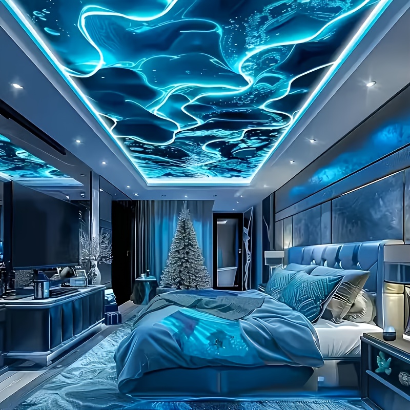 Lampă LED Valuri Aurora | Alimentată, Telecomandă, 7 Culori Schimbătoare, Fără Baterie, pentru Cameră, Petrecere, Atmosferă de Somn, Dormitor, Living, Birou, Decor Birou, Cadou de Crăciun