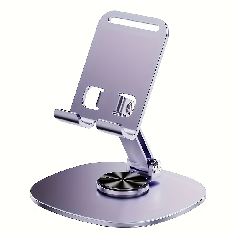 Lightweight 360° Rotating Metal Phone Stand - Adjustable, Foldable Desktop Stand With Sturdy Base And Support Rod, Compatible With All Smartphones And Tablets, Accessory, Desk Phone Stand