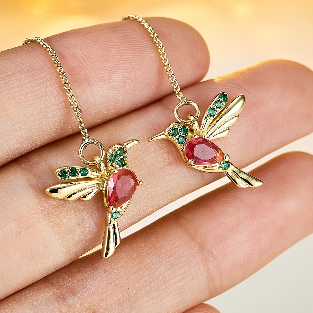Women's Copper Inlaid Synthetic Zirconia Bird Drop Style Earrings