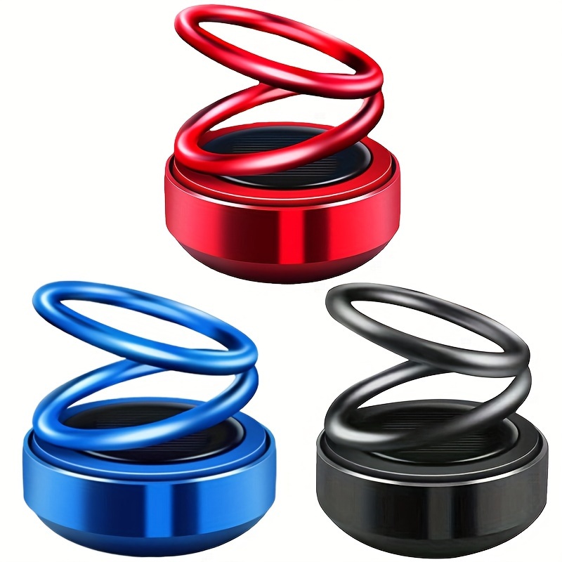 TEMU 3pcs Solar Rotating Double Ring Hanging Car Fragrance Decoration Cool Solar Double Ring Hanging Car Fragrance Refillable Solar Creative Car Fragrance Creative Three-piece Car Fragrance Decoration