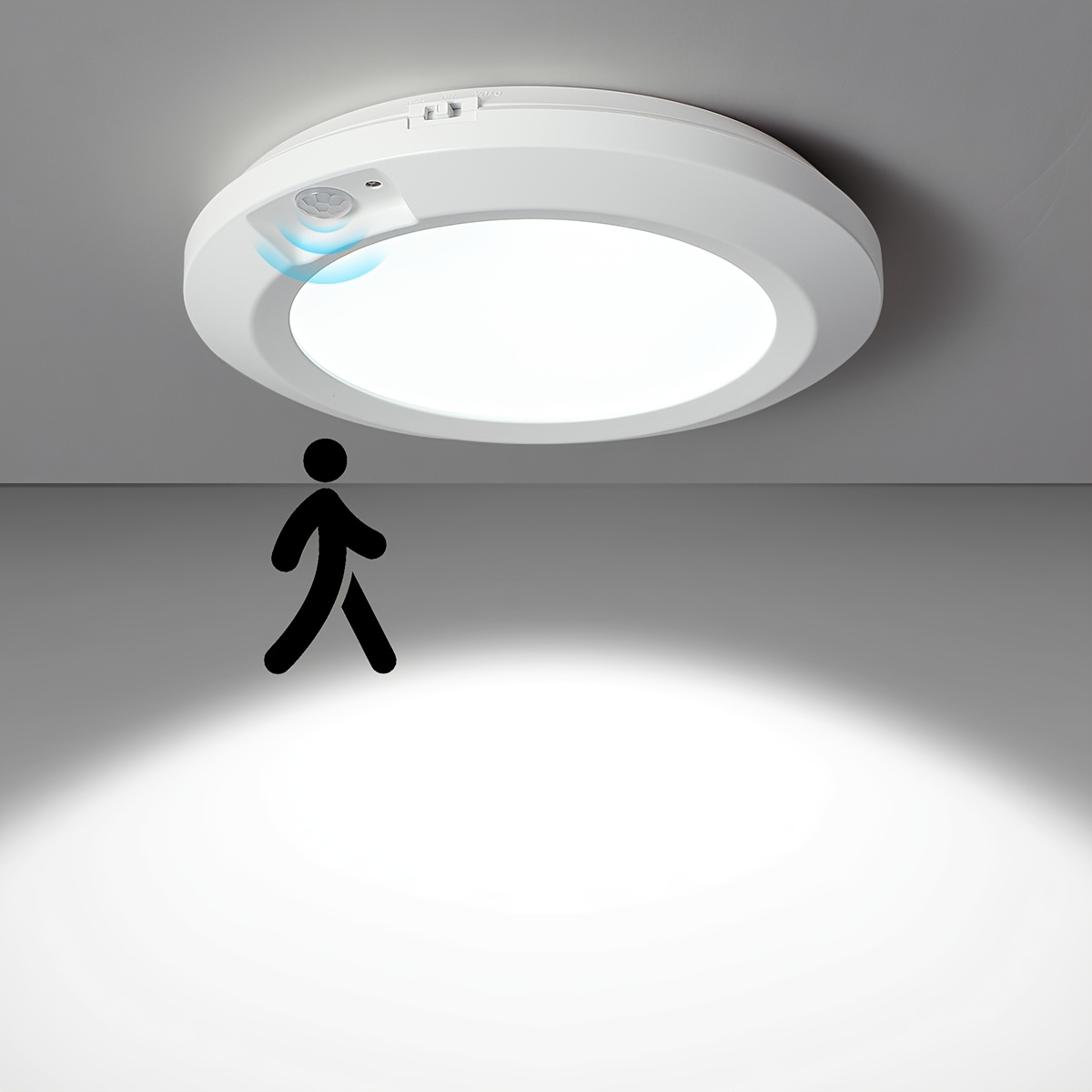 TEMU Luz de techo LED inteligente con sensor de movimiento de 6.3 pulgadas, fría de 6000K, 1.2W, 210LM, adecuada para dormitorios, pasillos,