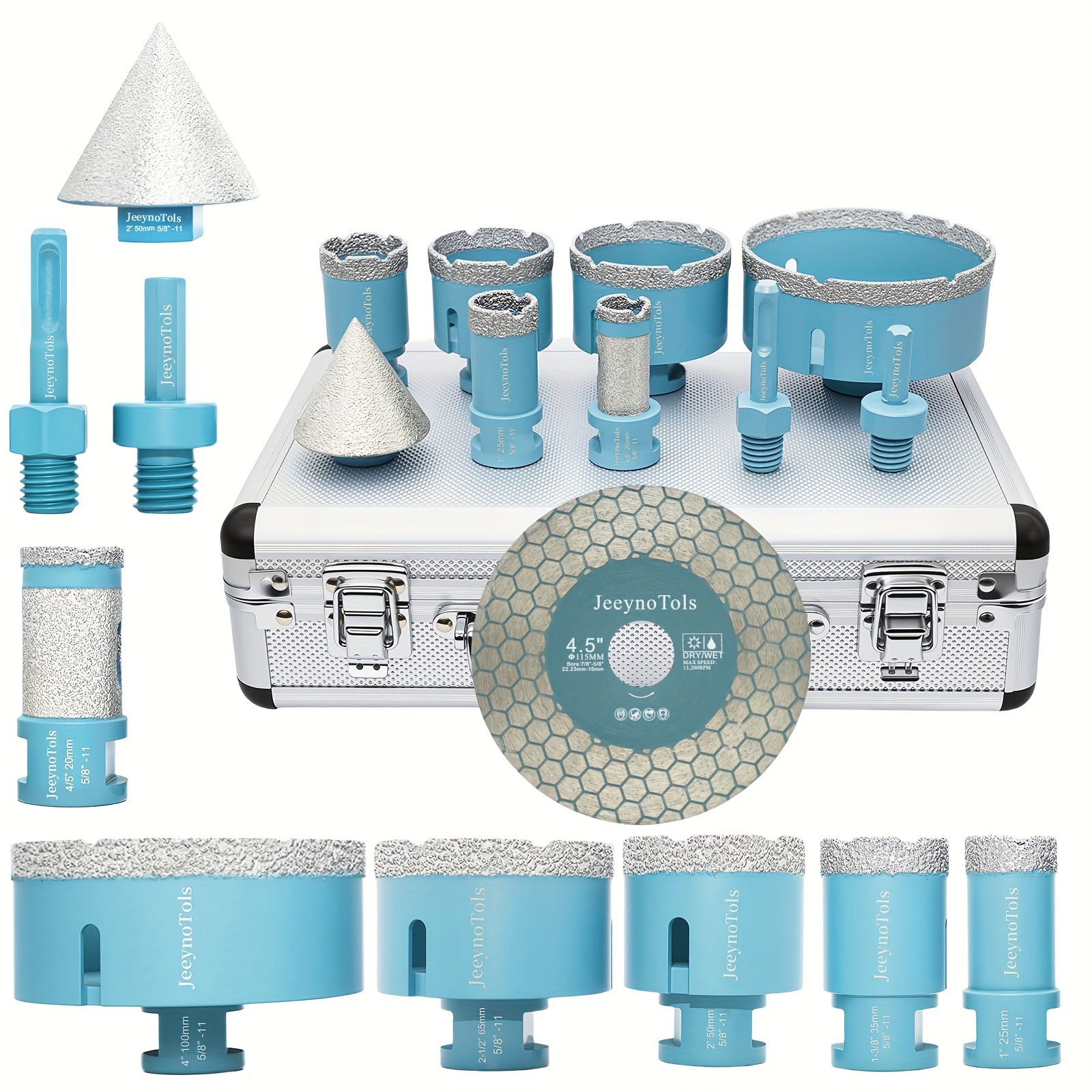 TEMU 10pcs Quality Diamond Core Drill Bit Set, Drill Bits & Beveling Chamfer Bit & Saw Blade & Adapter For Ceramic Tile Marble Porcelain, Tile Bits,