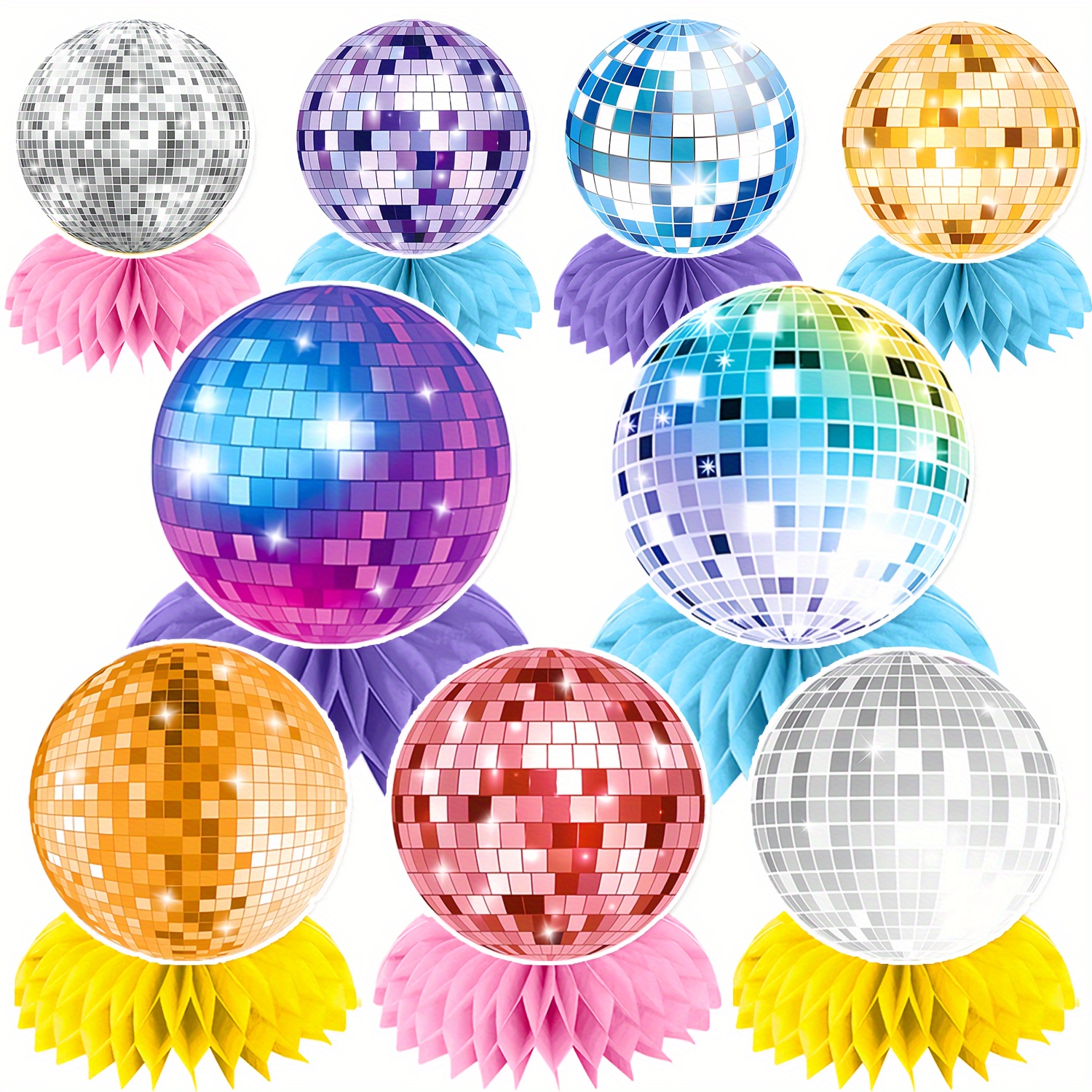 

9pcs Disco Ball Party Honeycomb Centerpieces 70s Disco Birthday Party Decoration Colorful Disco Ball Table Centerpieces 70s Disco Theme Party Table Decoration Shower Supplies