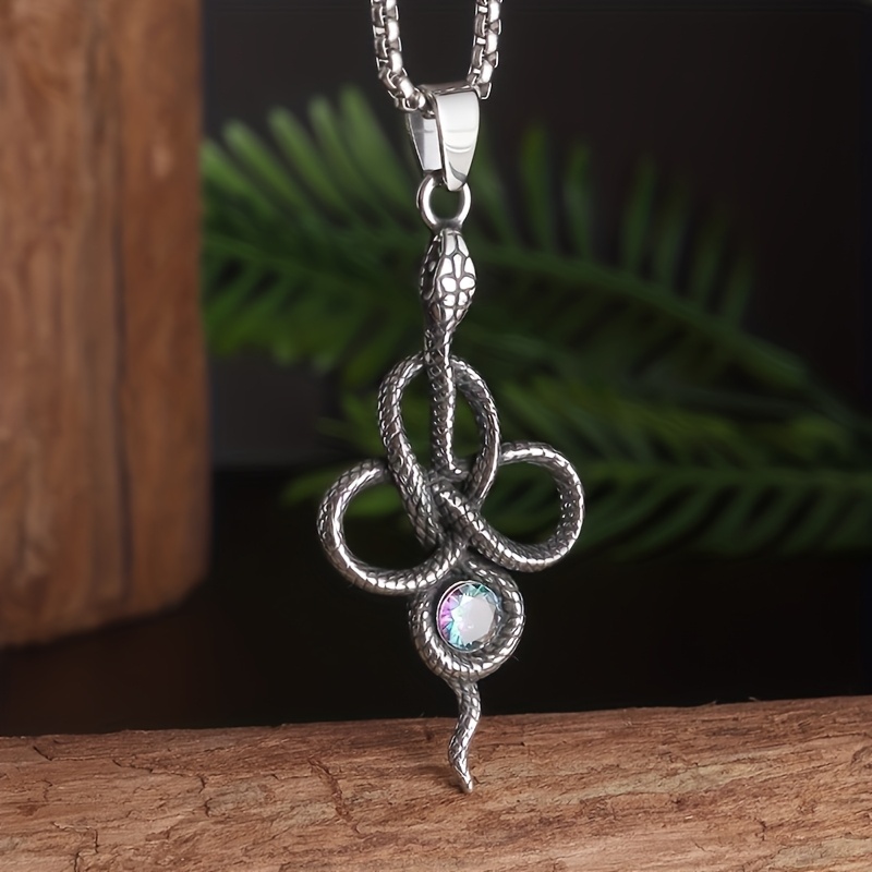 TEMU The Long Snake Pendant Necklace Perfectly Interweaves The Retro Mysterious Atmosphere And Ancient Symbols, The Wearer The Protection Of Strength And Wisdom.