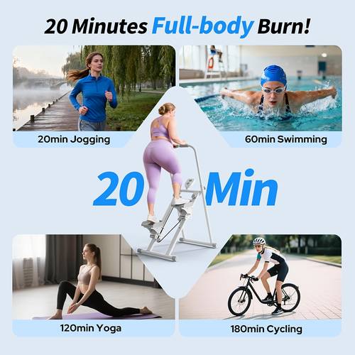 foldable stair stepper with adjustable handlebar compact vertical climber machine for home gym full workout step exercise and white without battery