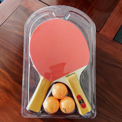 set of table tennis rackets two rackets with three balls black side red colorful handle table tennis rackets