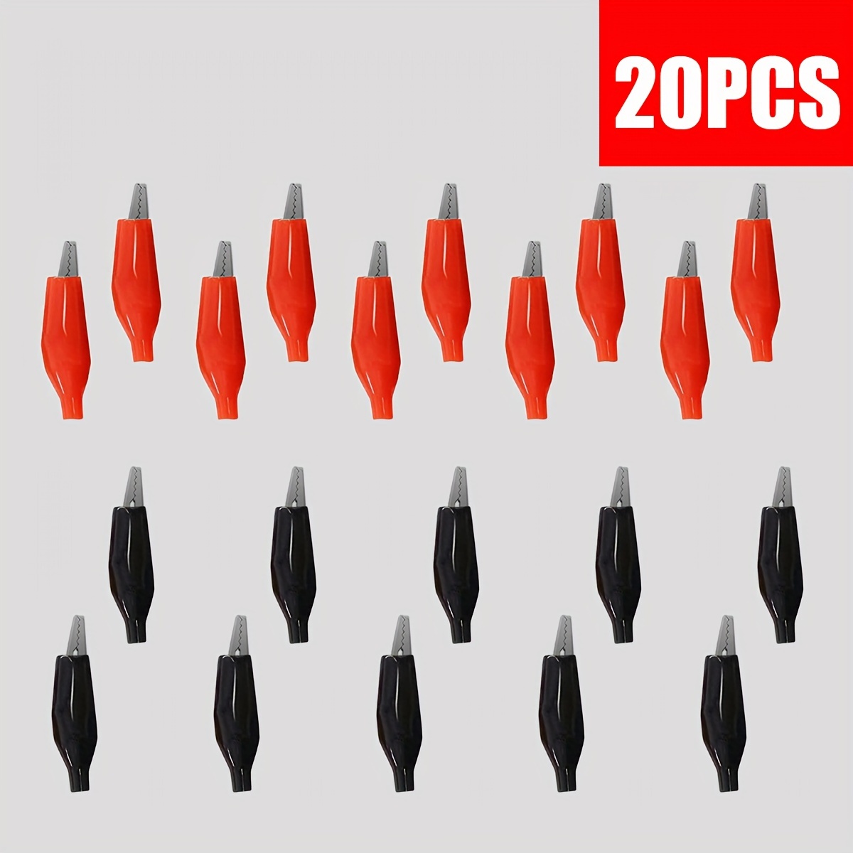 20pcs mini   clips 27mm black red plastic sleeve durable iron construction for electrical testing